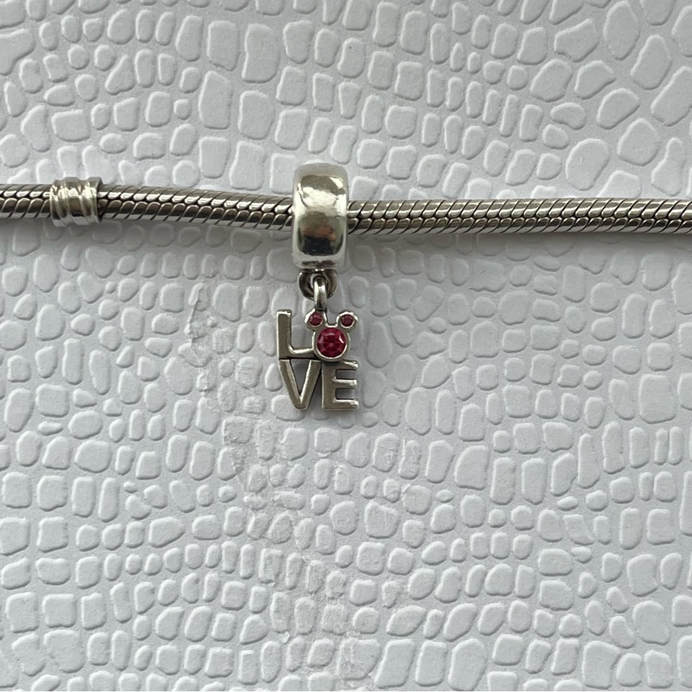 Authentic Pandora Disney Mickey LOVE dangle charm S925 Sterling Silver